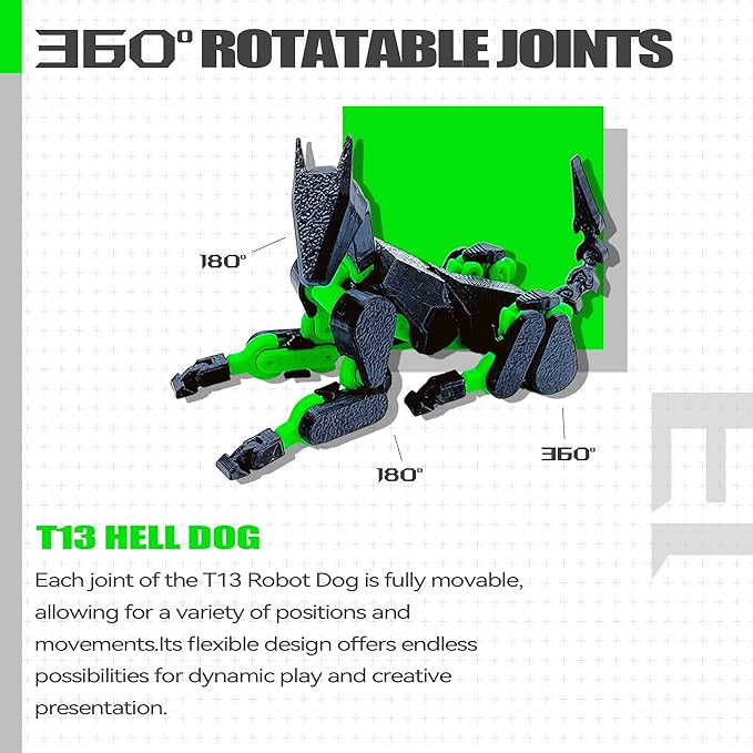 T13 Action Figure Set (Assembly Completed),Dummy 13,Titan 13 Action Figures,3D Printed Toys Multi-Jointed Movable (Black/Green)