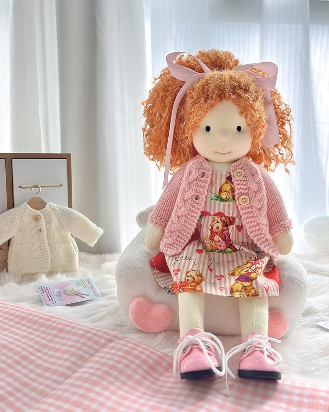 Waldorf Handmade Rag Doll - Personalized Collectors Plush for Kids Birthday Present With Beautiful Box-Autumn 12"