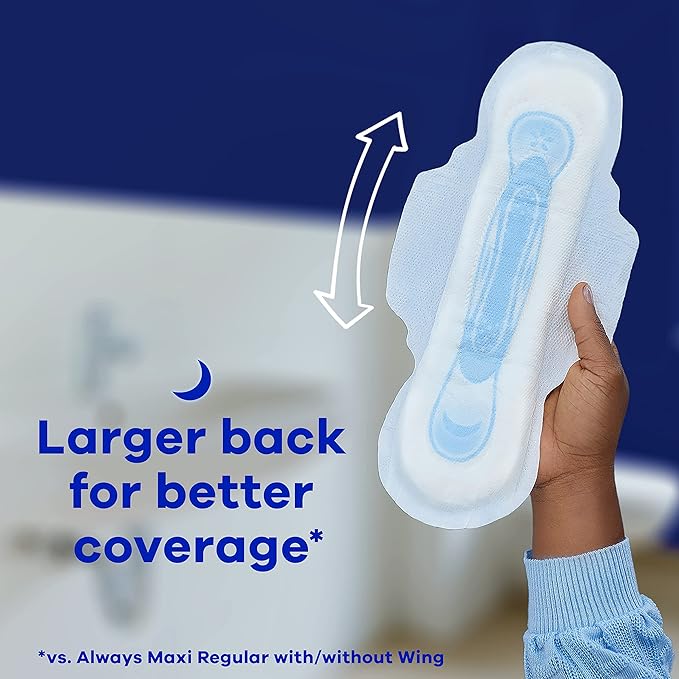 Always Maxi Size 3 Feminine Pads with Wings, Extra Long Super Absorbency, Unscented, 33 Count