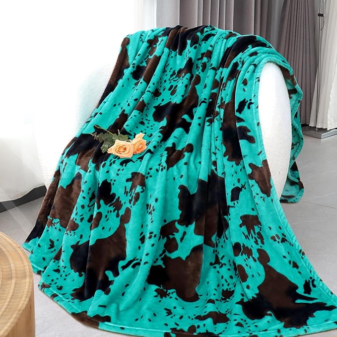 Small Fleece Blanket Teal Throw Blanket Soft Warm Turquoise Blue Blanket Cute Stuff Decor Gifts for Teen Girls Kids Women