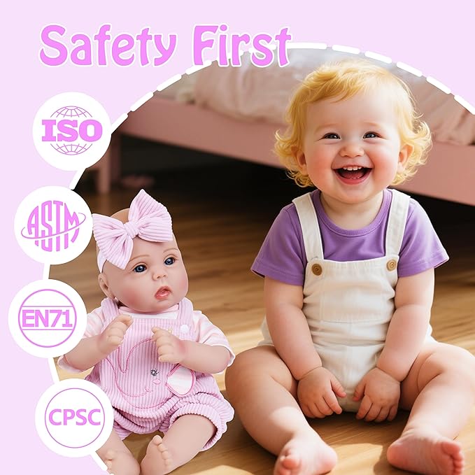 Milidool Lifelike Reborn Baby Dolls Realistic Baby Girl Dolls 18Inch Newborn Baby Girl with Pink Doll Clothes with Elephant Pattern for Kids Age 3+