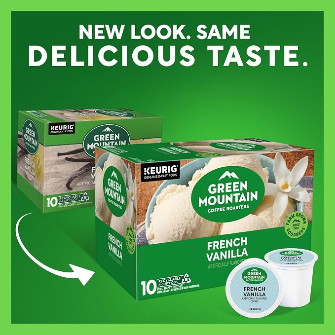 Green Mountain Coffee Roasters French Vanilla Keurig Single-Serve K-Cup pods, Light Roast Coffee, 60 Count (6 Packs of 10)