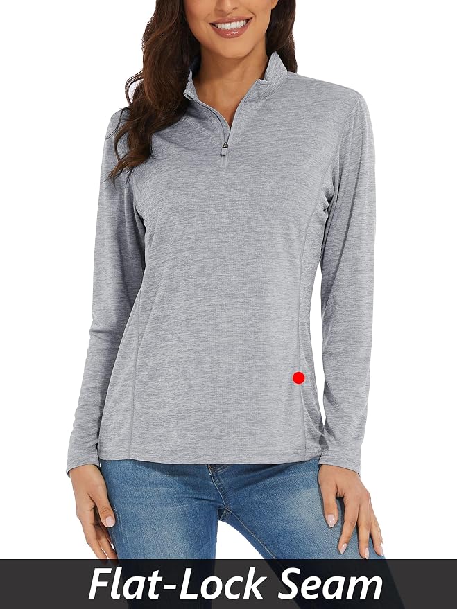 MAGCOMSEN Women's UPF 50+ Sun Shirts Long Sleeve 1/4 Zip Pullover Quick Dry Workout Hiking Tops Running Athletic Shirts