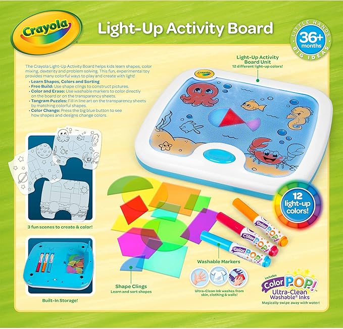 Crayola Light Up Activity Board, Sensory Toy for Toddlers & Kids, Light Box, Light Up Coloring Board, Educational Toy, Gift for Toddlers, Ages 1+