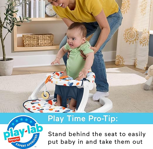 Fisher-Price Portable Baby Chair, Darling Dots Sit-Me-Up Floor Seat with BPA-Free Teether & Clacker Newborn Developmental Toys