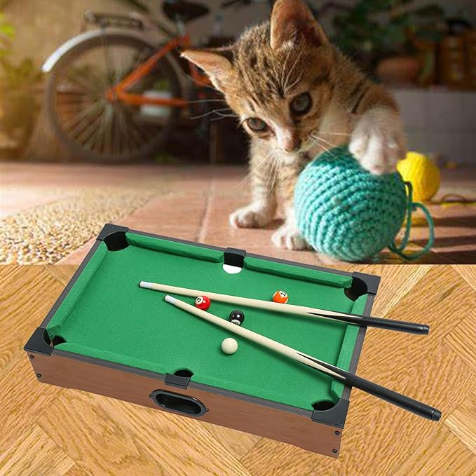 Mini Pool Table for Kids Small Billiards Game Table Top Pool Table Toy for Cat Gift for Kids Cat Pool Table Toy