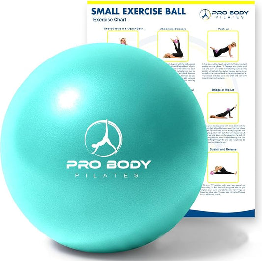 ProBody Pilates Ball 9 Inch - Small Exercise Ball for Stability, Barre, Core, Ab Workouts, Yoga, & Physical Therapy