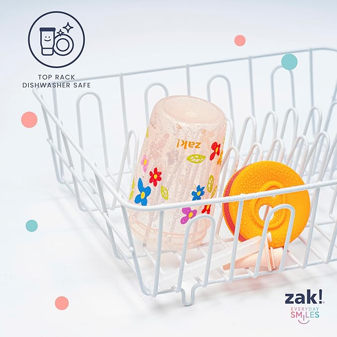 Zak Designs St. Jude Kelso Toddler Tumblers For Travel or At Home, 15oz 2-Pack Durable Plastic Sippy Cups With Leak-Proof Design is Perfect For Kids (Floral and Cactus)