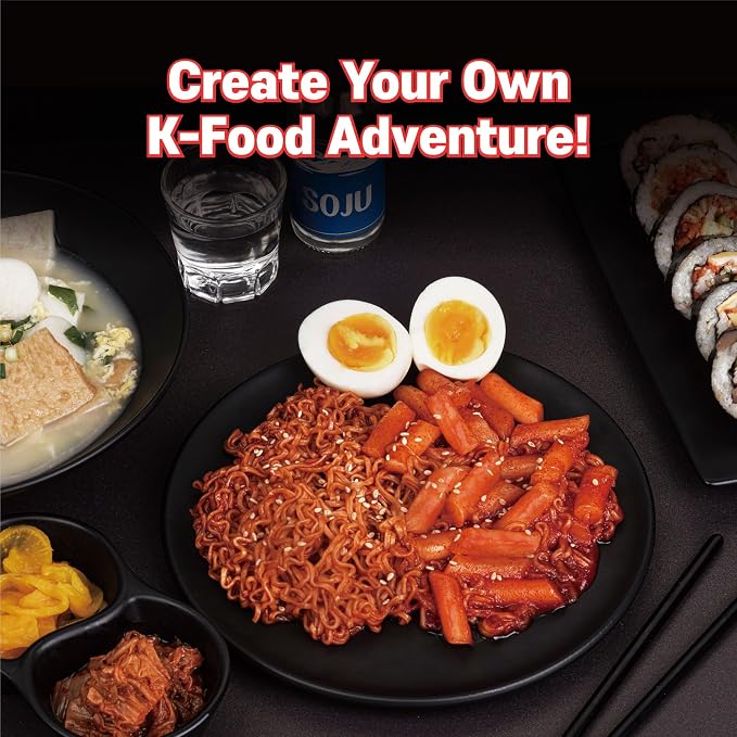 KINIKORA Swicy Instant Rabokki Cup 2-Pack, Korean Tteokbokki & Ramen | Topokki style Korean street food, Chewy rice cakes with ramen, Quick 3.5 min microwave cup meal