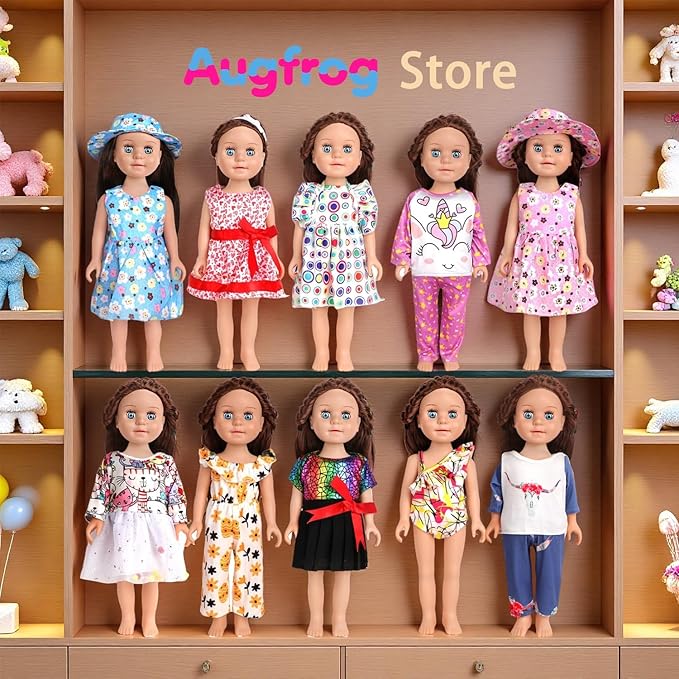 12 Pcs 18 Inch Doll Accessories,5 Sets of Clothes and 2 Pairs of Dolls Shoes (Send by Random) for 18 Inch American Doll, Best Birthday Festivals for Kid, Gril -1