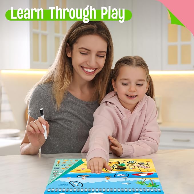 Search & Find Book, 30 Different Themes 32 Pages Activities Book, Montessori Learning Toy Educational Game Autism Sensory Toys for Preschool Girls and Boys Ages 3, 4, 5, 6