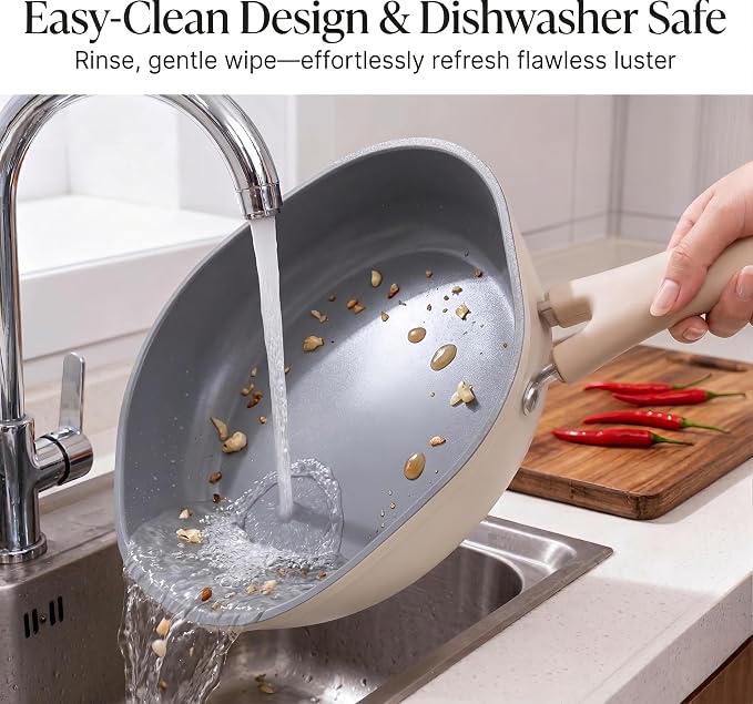 8 Inch Ceramic Nonstick Frying Pan - Dual Ceramic Coating Inside & Out, PFAS/PFOA-Free Skillet, Induction Compatible & Dishwasher Safe, Stay-Cool Handle, Eco-Friendly Egg Pan