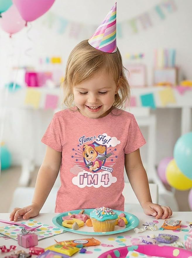 Skye Paw Patrol 4th Birthday Girl Shirt for 4 Year Old Girls - Pup-Themed Party Toddler T-Shirt