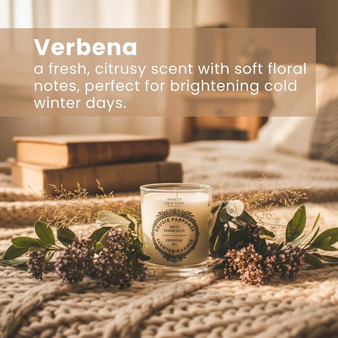 Panier des Sens Lemon Verbena Long-Lasting Scented Candle, 6.3 oz | Hand-Poured In Provence | Up To 55 Hours Burn Time | 100% Natural Cotton Wick | Long-Lasting French Home Fragrance