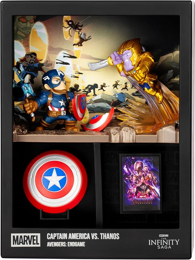 FANDROP MV03-Mavel Studios' Avengers Endgame - Captain America VS. Thanos, FANDROP Combines an Epic Diorama, Artifacts & Scene Marker Creating A Display to Enhance Any Marvel Collection, 4 to Collect