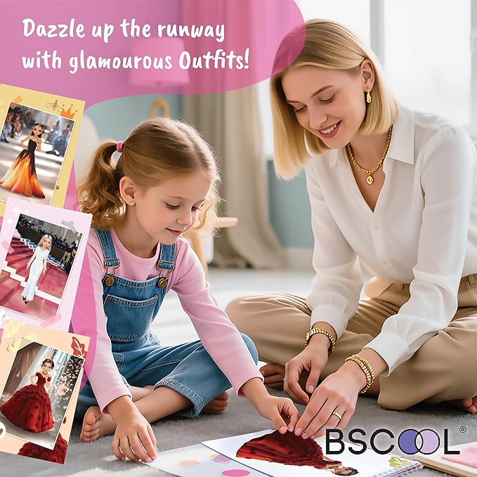 Sticker Dress up Books - Sticker Activity Book for Kids. Learn Girls Fashion Design with Stickers and Guides for Kids 5 and up. Little Designer Creativity Book. Stickers, Paper Dolls. - Glamour