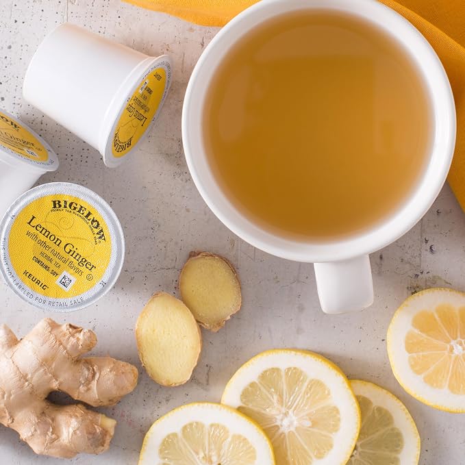 Bigelow Tea Lemon Ginger Herbal Keurig K-Cup Pods, 12 Count Box (Pack Of 6), Caffeine Free Herbal Tea, 72 K-Cup Pods Total