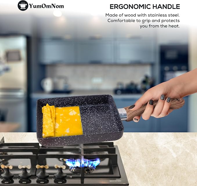 Tamagoyaki Pan with Lid, Japanese Cookware, Egg Pan, Rectangle Frying Pan, Kitchen Accessories, Square Pan, Omelette Maker Nonstick (With Glass Lid)