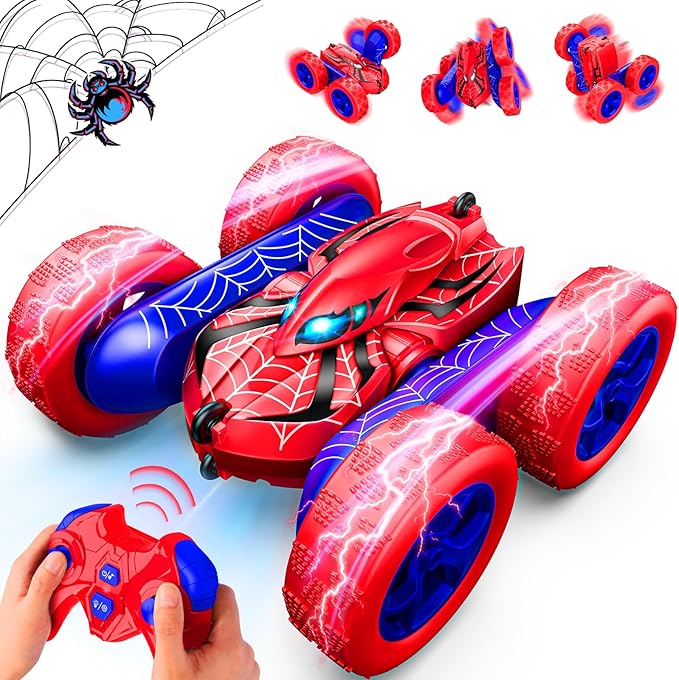 RC Cars Remote Control Car, Double Sided 360°Flip 4WD Rechargeable RC Drift Car,Toys for 3-12 Year Old Boys,Toys for Ages 5-7 Toys for Ages 8-13 Christmas Basket Stuffers (Red)