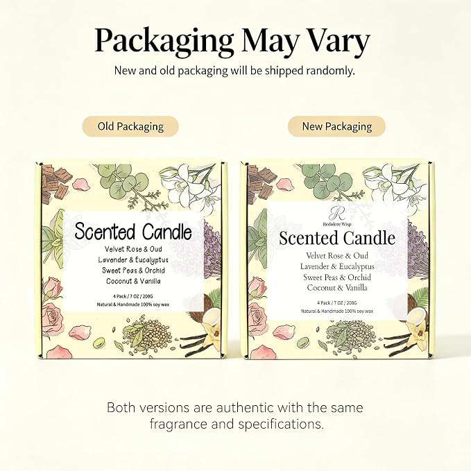 4 Pack Scented Candles Gift Set, Natural Soy Wax Non Toxic 28 oz for Home | Aromatherapy Candles Lavender Eucalyptus Vanilla Coconut Rose, Housewarming Relaxation Spa Birthday teacher Gifts for Women