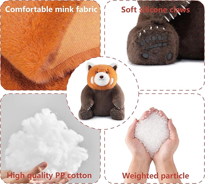 Niuniu Daddy 14" | 3.5 Pound Red Panda Weighted Stuffed Animal, Red Panda Pillowfort Plush Lap Animal Toys for Kids Adults Baby, Plushy Body Pillow for Sleep Hugging Present Birthday Christmas Holiday