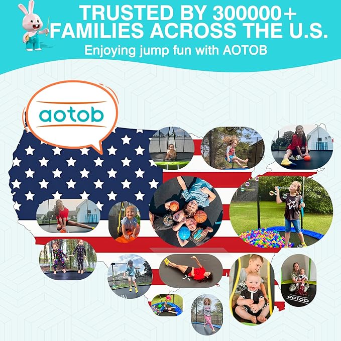 AOTOB 8×12 FT ，8×14 FT Rectangle Trampoline - Perfect Outdoor Large Trampolines for Kids - Gymnastics Style Trampoline with Enclosure Net - Supports Up to 440 lbs