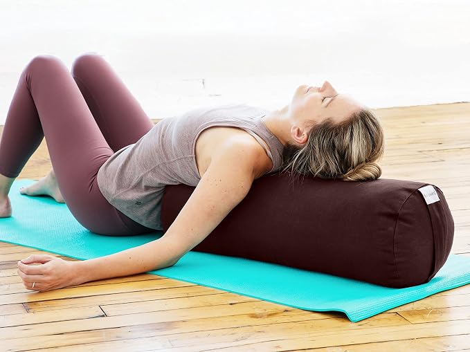 Sol Living Yoga Bolster Pillow for Restorative Yoga, 100% Cotton Meditation Cushion, Extra Firm Support Bolster for Yoga Body Pillow with Removable Washable Cover and Carry Handle