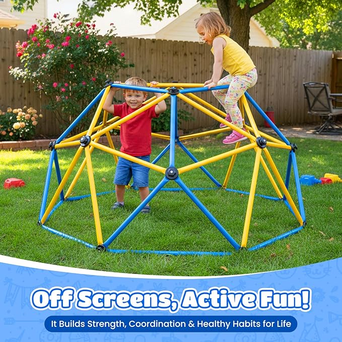 Zupapa 6FT Climbing Dome for Kids 3-8, Jungle Gym for Indoor and Outdoor, Geometric Dome Climber Supporting 750 LBS Anti-Rust Metal Play Structure, Play Equipment for Kids (Blue, 6FT)