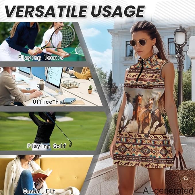 Golf Dress Tennis Dresses for Women with Built in Shorts and Pockets Sleeveless Athletic Dress Workout Dress