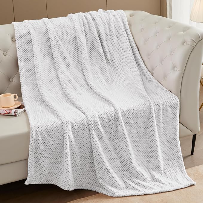 Exclusivo Mezcla Soft Waffle Fleece Bed Blanket King Size, Heather Gray | Lightweight Plush Blanket for Bed, Bedroom, Cozy Flannel with Waffle Texture, Stylish Home Decor, All Season, 104x90 Inches