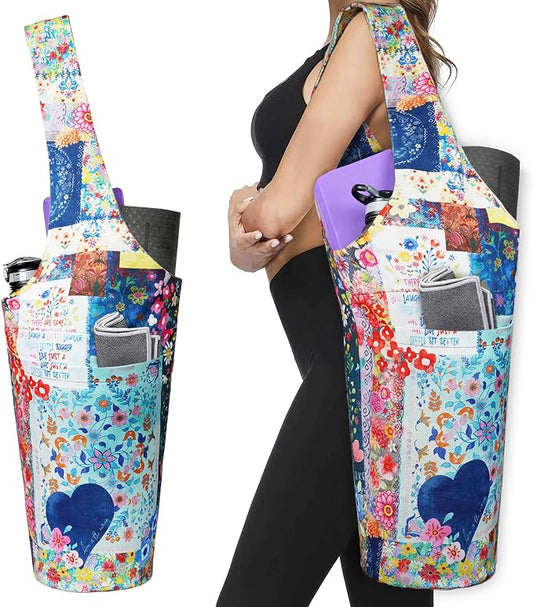 Yoga Mat Bag - Long Tote with Pockets - Holds More Yoga Accessories - Yoga Bag Fit Most Size Mats - Yoga Mat Carrier