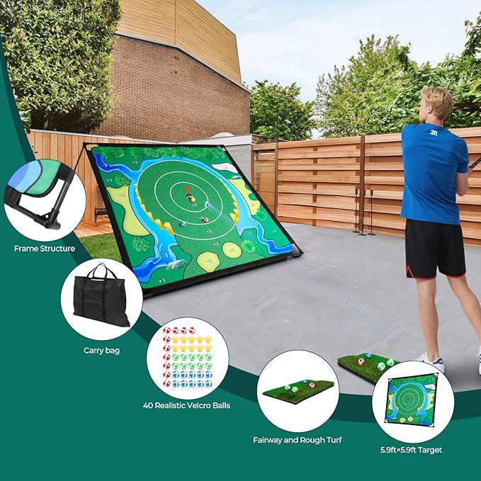 Chipping Golf Game Set, Golf Game, Balls x 40, The Original Portable Golf Game for Chipping Practice for Family Golfers (Free Adjustable Golf Club)