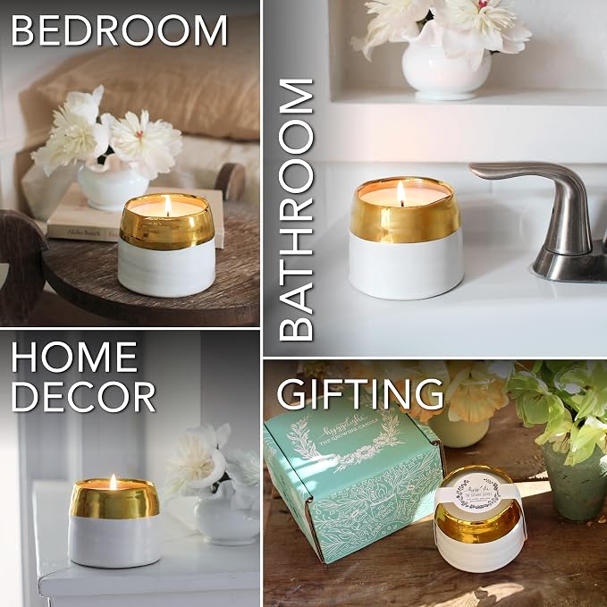 Hyggelight - The Growing Candle, Apple & Pine Scented, 10oz Ceramic Pot, Aromatherapy Candles, 100% Soy for Women and Men, Clara