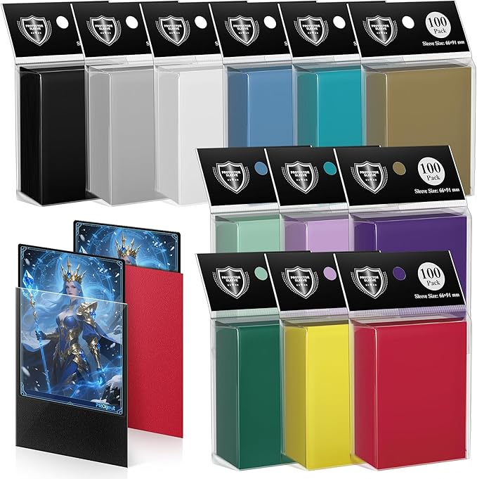 1200 Pack Card Sleeves, Matte Dual Trading Card Sleeves with Opaque Back & Smooth Shuffle, Tear Resistant Card Protectors for MTG, TCG and Game Cards (12 Colors)