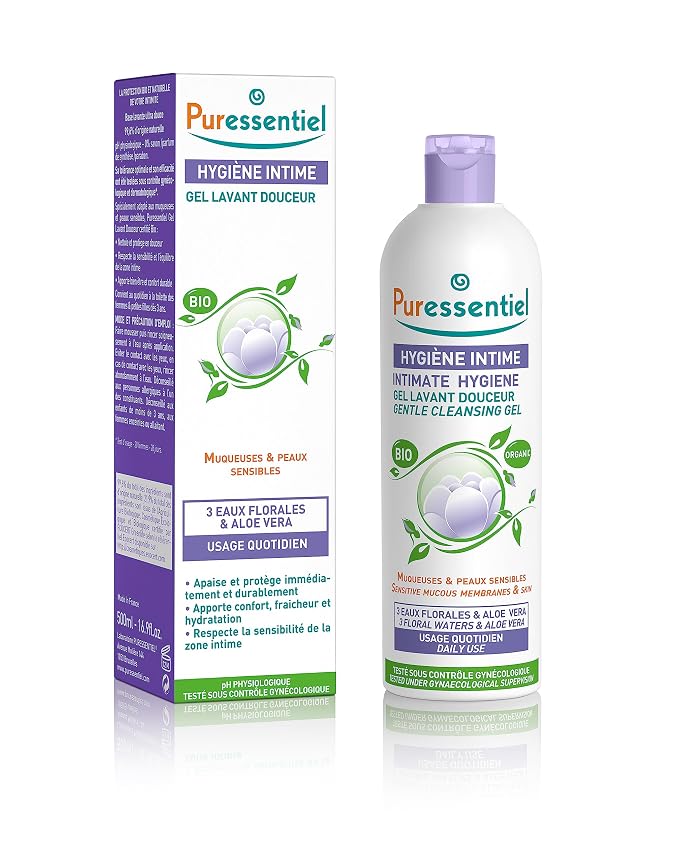 Puressentiel Feminine Wash Ph Balance Vaginial Cleanser Gel for Womens Hygiene 99.6 Natural Origin Organic Vegan EcoCertified Made in France 16.5 fl oz, Rose, 16.9 Ounce