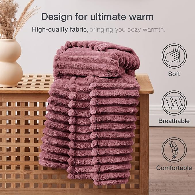 EXQ Home Gentle Soft Fleece Throw Blanket – Cozy Lightweight Blanket for Couch Bed – All-Season Warm Fuzzy Flannel Blanket for Women Mom Her – Gifts for Birthday(50"x60",Dusty Pink)