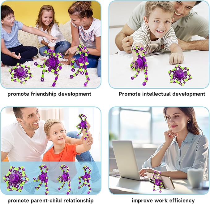 4 Pcs Fidget Toys Transformable Fidget Spinners Autism ADHD Anxiety Stress Relief Sensory Toys for Kids and Adults Deformable Robot Spinner Fingertip Gyros for Party Favors Prizes (PurpleGreen)