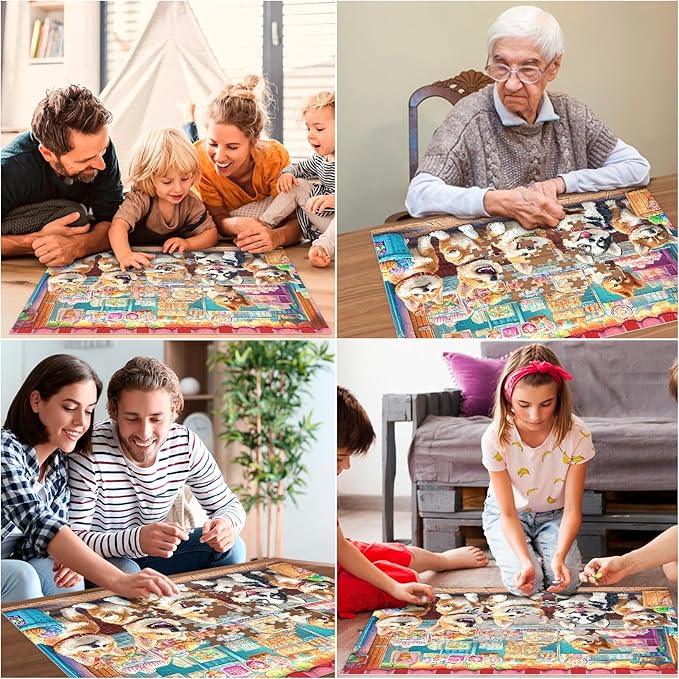 300 Piece Puzzles for Adults, Cute Dogs Jigsaw Puzzle for Adults Kids Seniors, Recycled Cardboard XLarge Piece Puzzle 300 Piece, Challenging Game Family Activity Great Gift for Friends 20.5 * 15 in