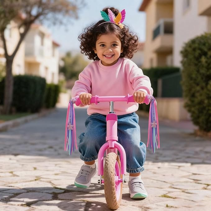 PLATT Kid's Bicycle Handlebar Streamers Colorful Ribbons Tassel for Girls Boys Bicycle Handlebar Scooter Handgrip (New Purple1Pair)
