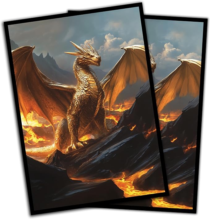 Ancient Brass Dragon Card Game Sleeves - 102 Pack - Compatible with MTG and Other TCGs - Perfect for MTG Dragon Commander Decks Like The Ur Dragon or Mirrym