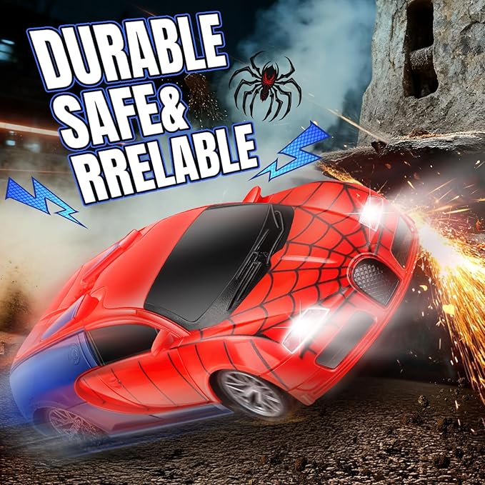 Gretex Remote Control Car Toy for Kids: Spider RC Cars for Boys Age 4-7 Toy Cars for Boys Age 4-7 Racing Car Toys Spider Toys for Boy 4-6 Birthday Gift for 3 4 5 6 7 8 Year Old Boy Girls, Red
