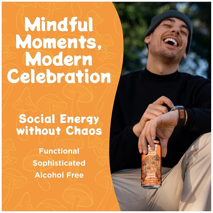 Melting Forest Functional Mocktail Citrus Spritz – Alcohol-Free, Euphoric Adaptogen Drink with Reishi, Antrodia, Lion’s Mane, Ashwagandha – 10 Calories, Vegan, Gluten-Free (4 Pack)