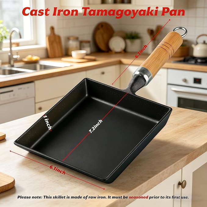 Cast Iron Tamagoyaki Pan Japanese Egg Roll Omelette Skillet