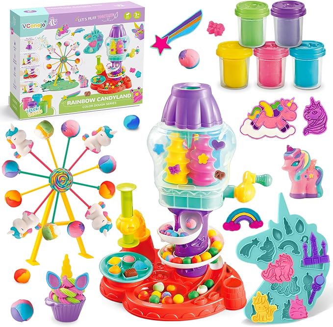 Playdough Sets for Kids Ages 2-4, Unicorn Theme Playdough Tools Toys, Creations Playdough Ferris Wheel Kits, Candy & Cookie Playdough Accessories, Classroom Preschool Party Gift for Kids Ages 4-8