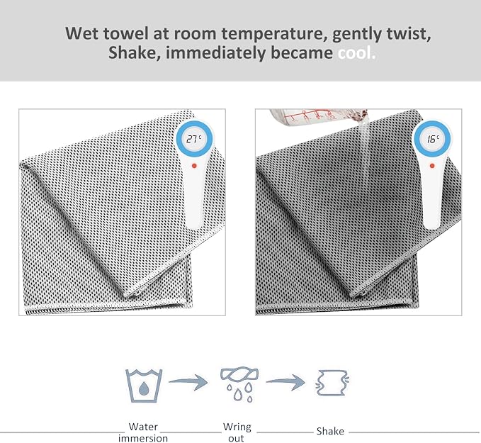 Cooling Towel (Pack of 20, 40"x12") with Pouches for Sports, Workout, Fitness, Gym, Yoga, Golf, Pilates, Travel, Camping & More