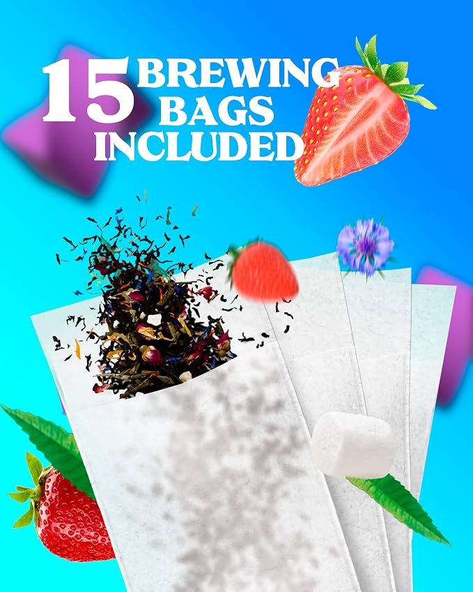 LOVARE Strawberry Marshmallow Loose Leaf Tea 80 g - Made in Ukraine - Green Tea, Cornflower Petals - Gift Box with 15 Paper Filters (Strawberry Marshmallow)