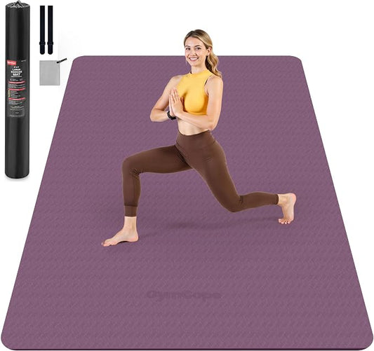 Extra Large Yoga Mat – 72"x48" or 78"x57", 1/4"–1/2" Thick Mat for Women & Men, TPE Non-Slip Pilates Mat for Home Gym, Yoga, Stretching, Meditation