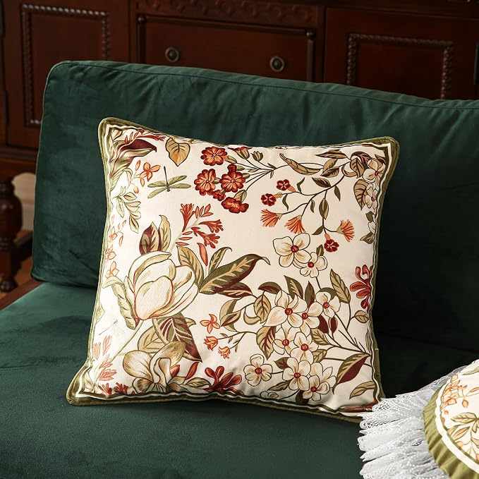 Designer Velvet Throw Pillow Covers,18"x18" Set of 2-Grace A | Pillow Cover,Concealed Zipper Design,Dragonfly Pattern,Sofas,Bedroom,Living Room,Lounge Chairs,All Season Home Decor