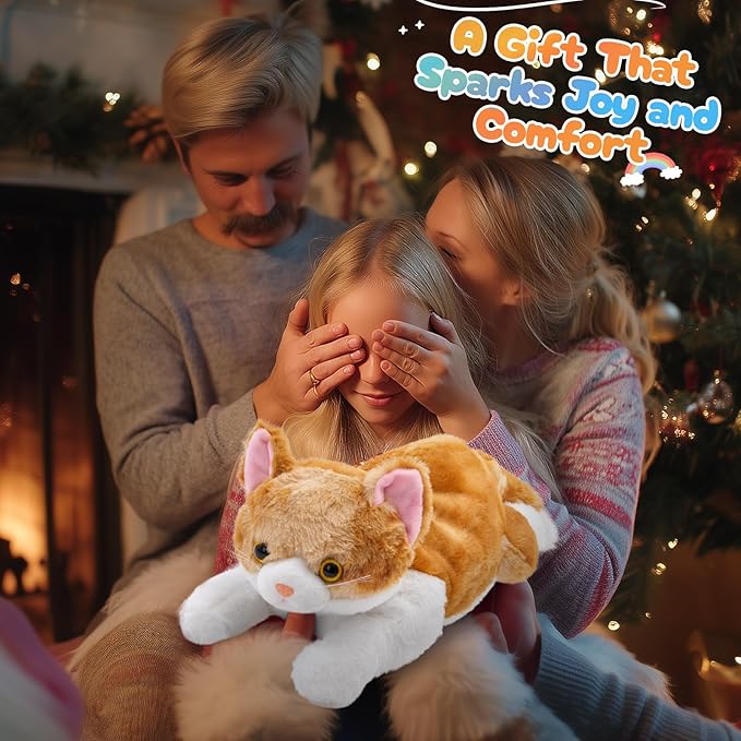 WEWILL 15'' Cat with Kittens Stuffed Animals, Mommy Plush Toy with 4 Baby Kittens, Cute Surprise for Imaginative Play, Cozy Magical Pillow Plushie for Girls, for Kids and Cat Lovers