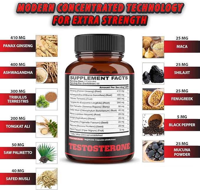agobi 11in1 Testosterone Supplement - 120 Capsules for 2 Month